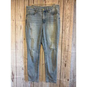 Seven 7 High Rise Distressed Stretch Comfort Crop Stylish Denim Jeans Size 14